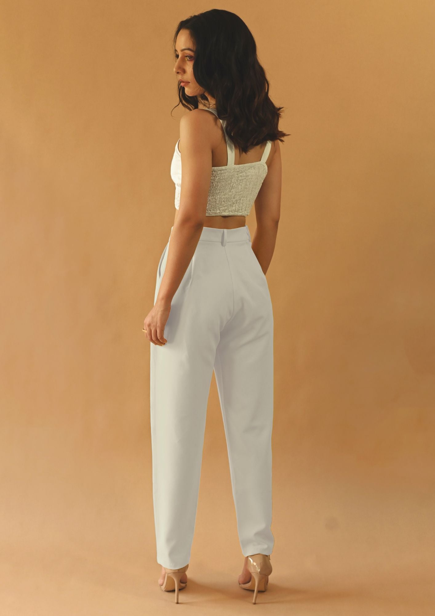 MINC - Buy Narrow Trousers in Off White Linen with Drawstring Online