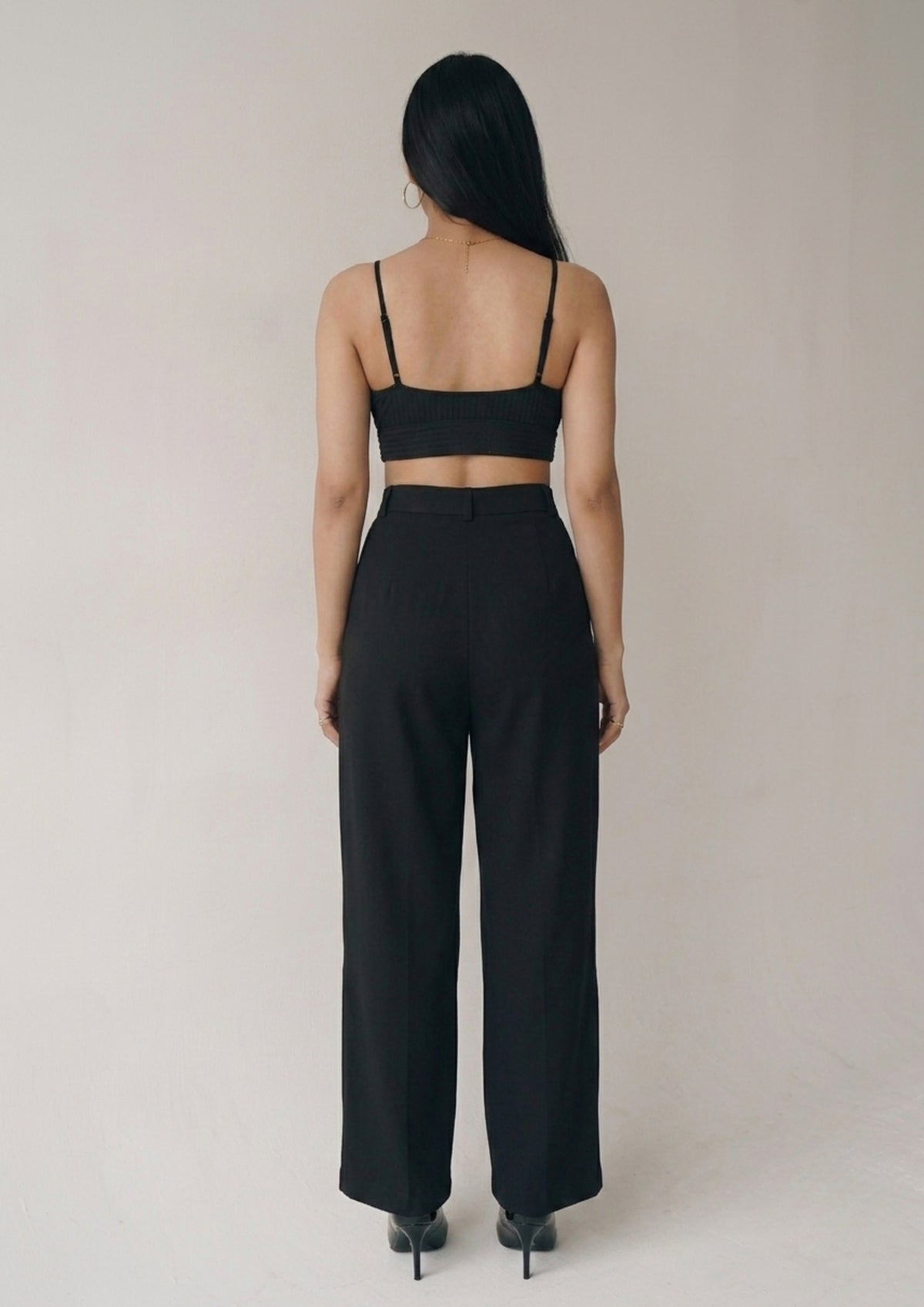 B & W High Waist Straight Pants