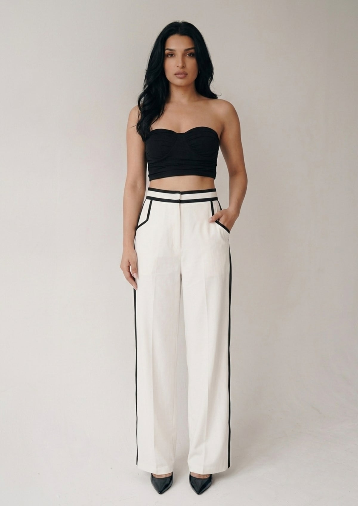 Twin Belt Straight Trousers