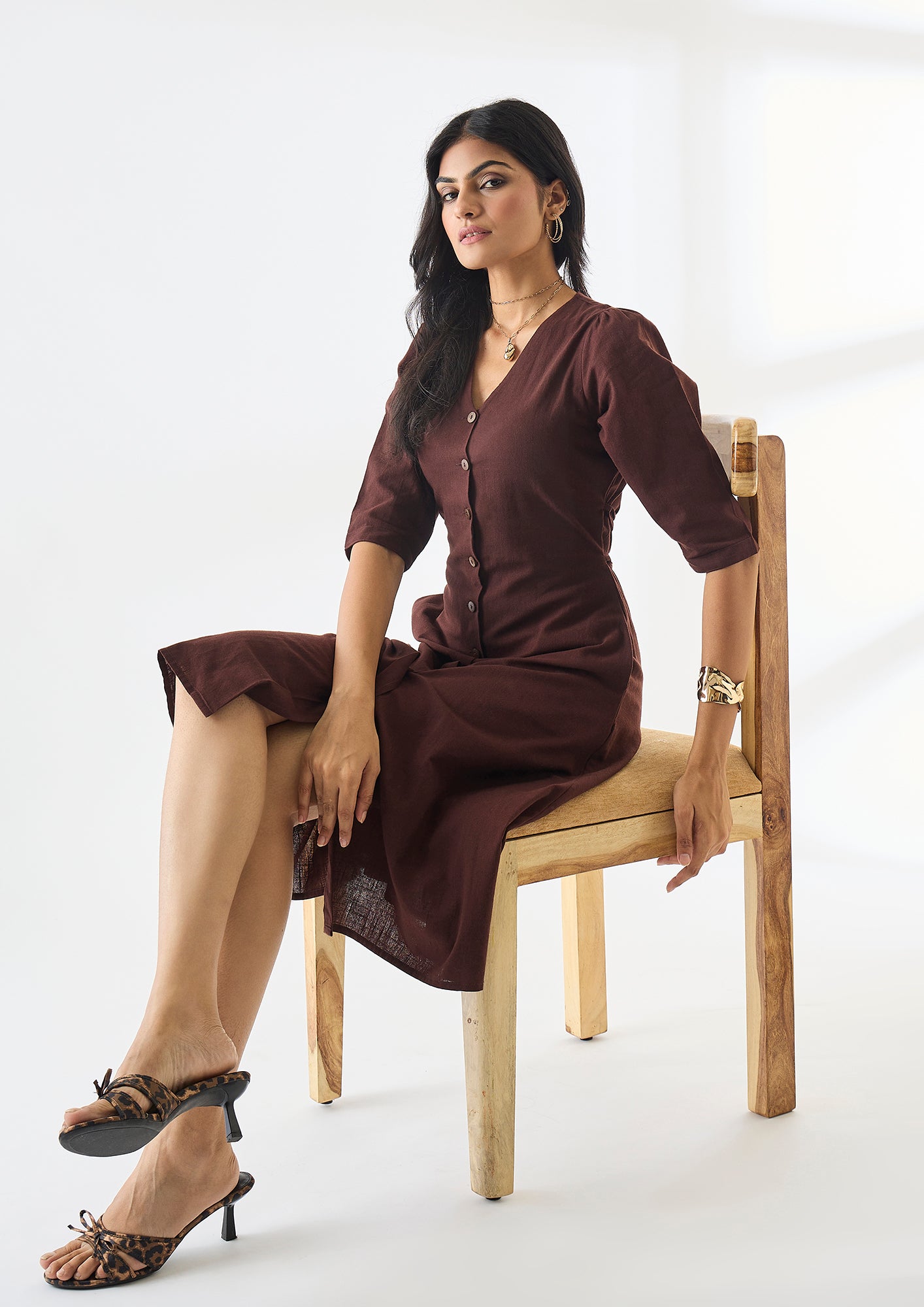 V-Neck Linen Dress
