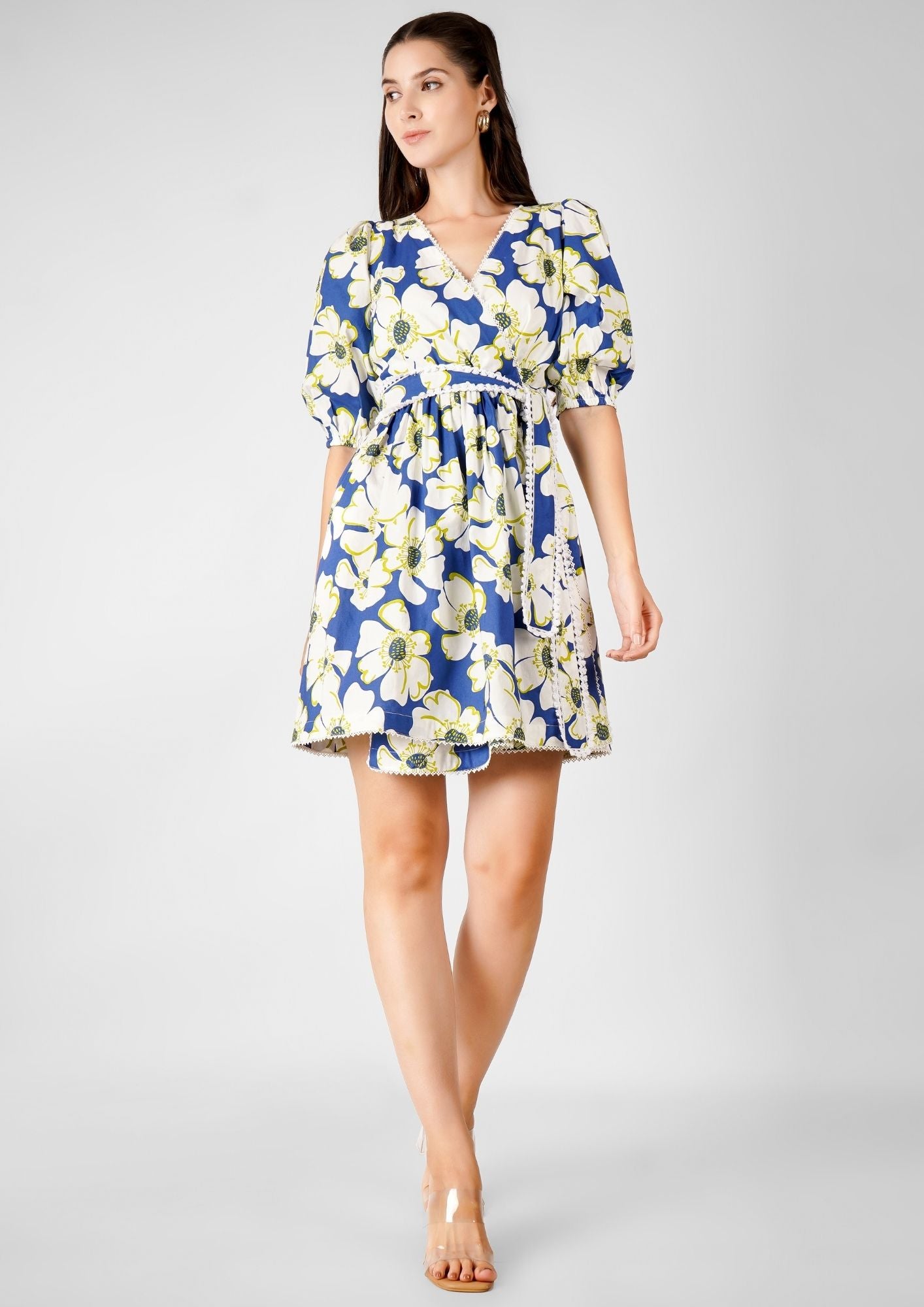 Blue Bloom Wrap Around Dress