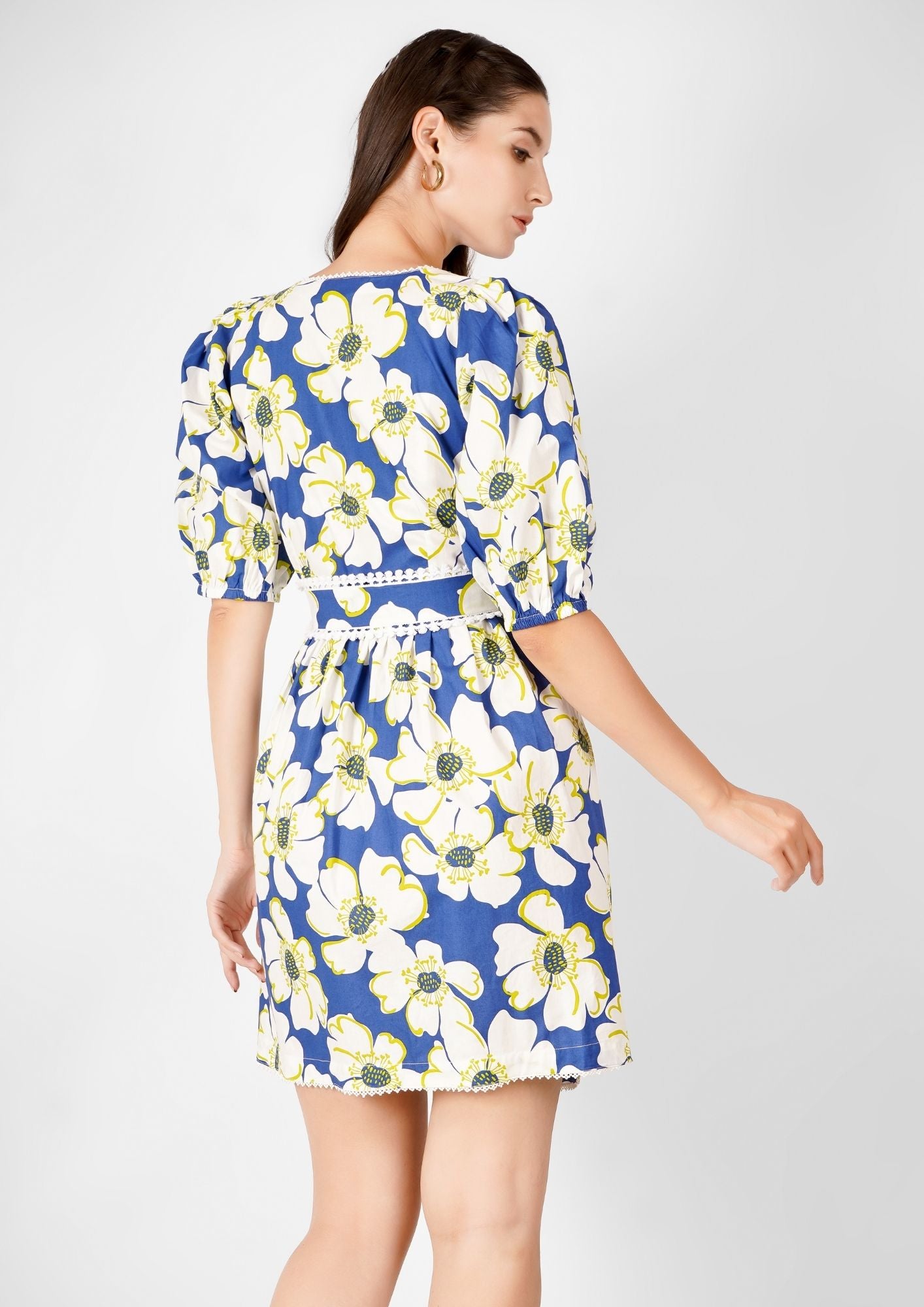 Blue Bloom Wrap Around Dress