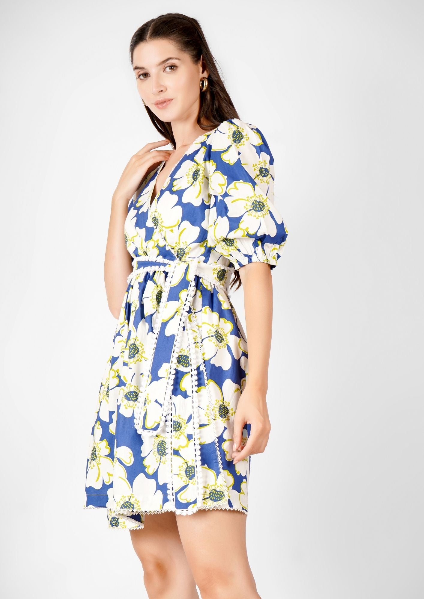 Blue Bloom Wrap Around Dress