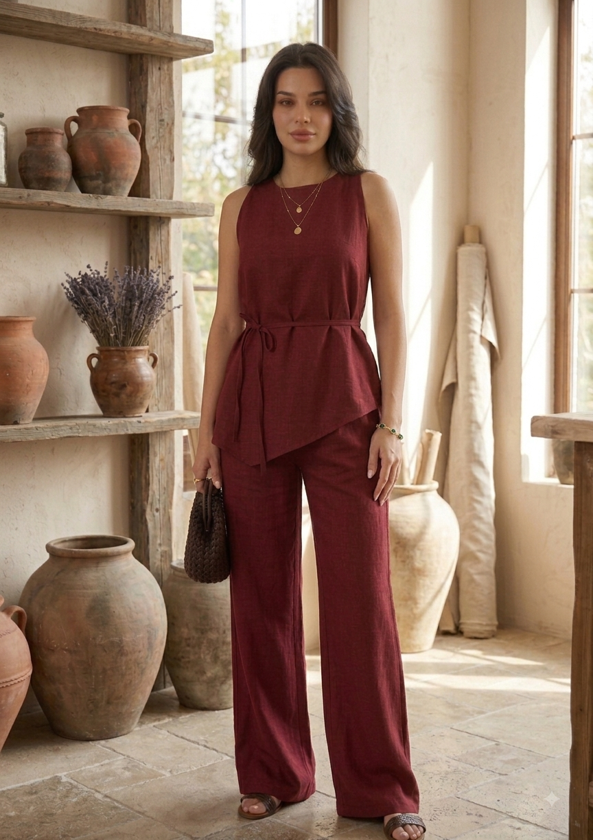 Asymmetrical Linen Co-ord Set