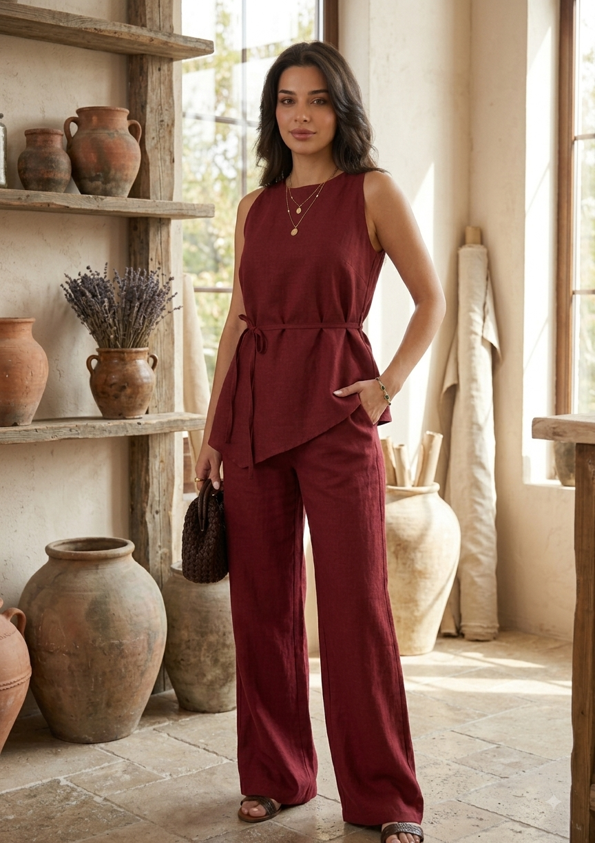 Asymmetrical Linen Co-ord Set