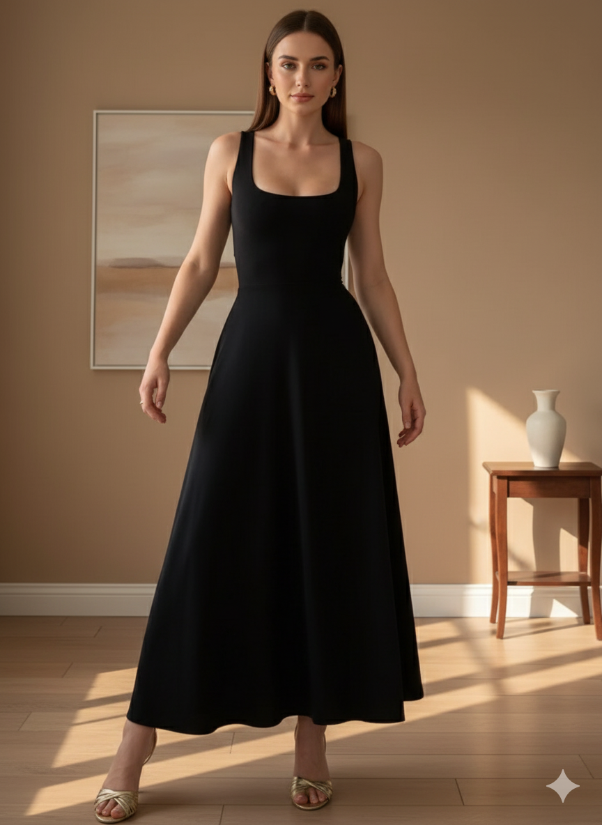 Waist Cinching Maxi Dress - Reversible