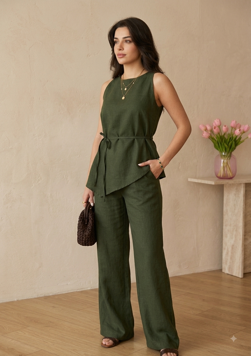 Asymmetrical Linen Co-ord Set
