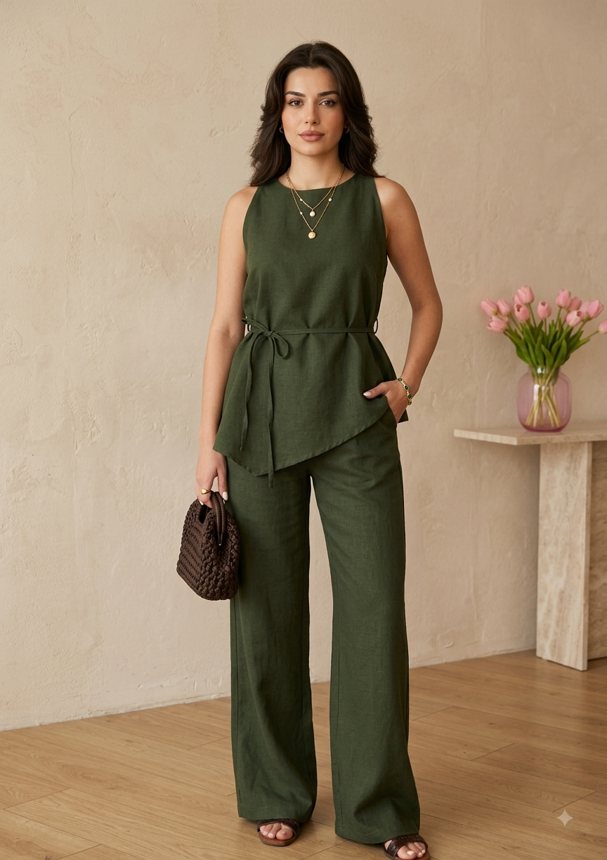Asymmetrical Linen Co-ord Set