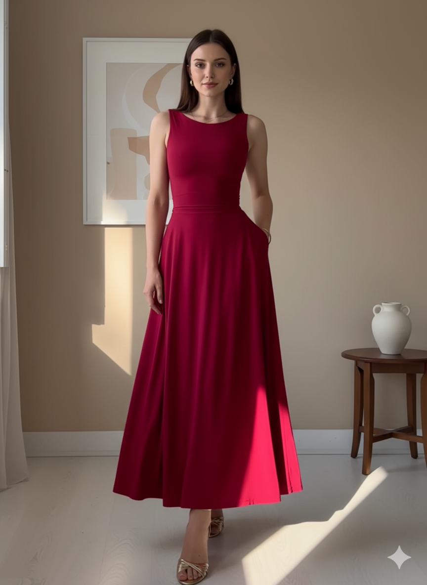 Waist Cinching Maxi Dress - Reversible