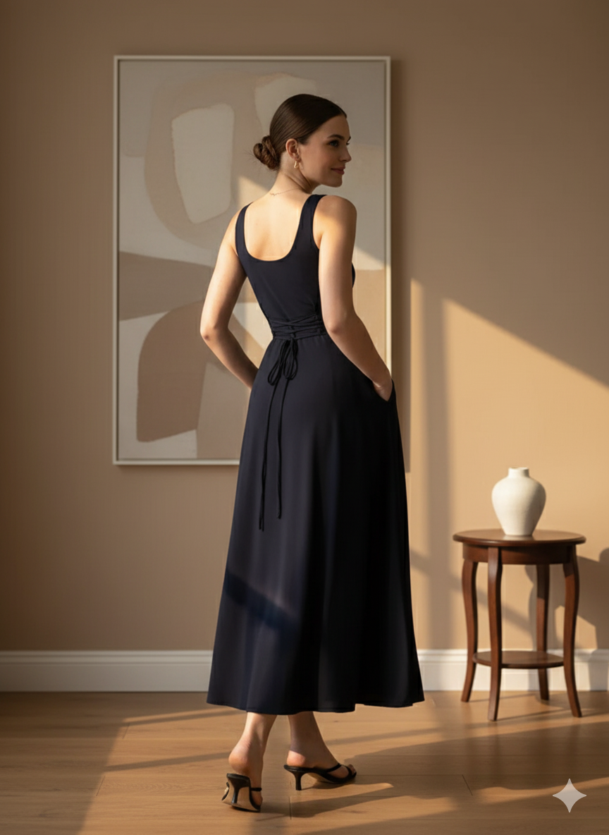 Waist Cinching Maxi Dress - Reversible
