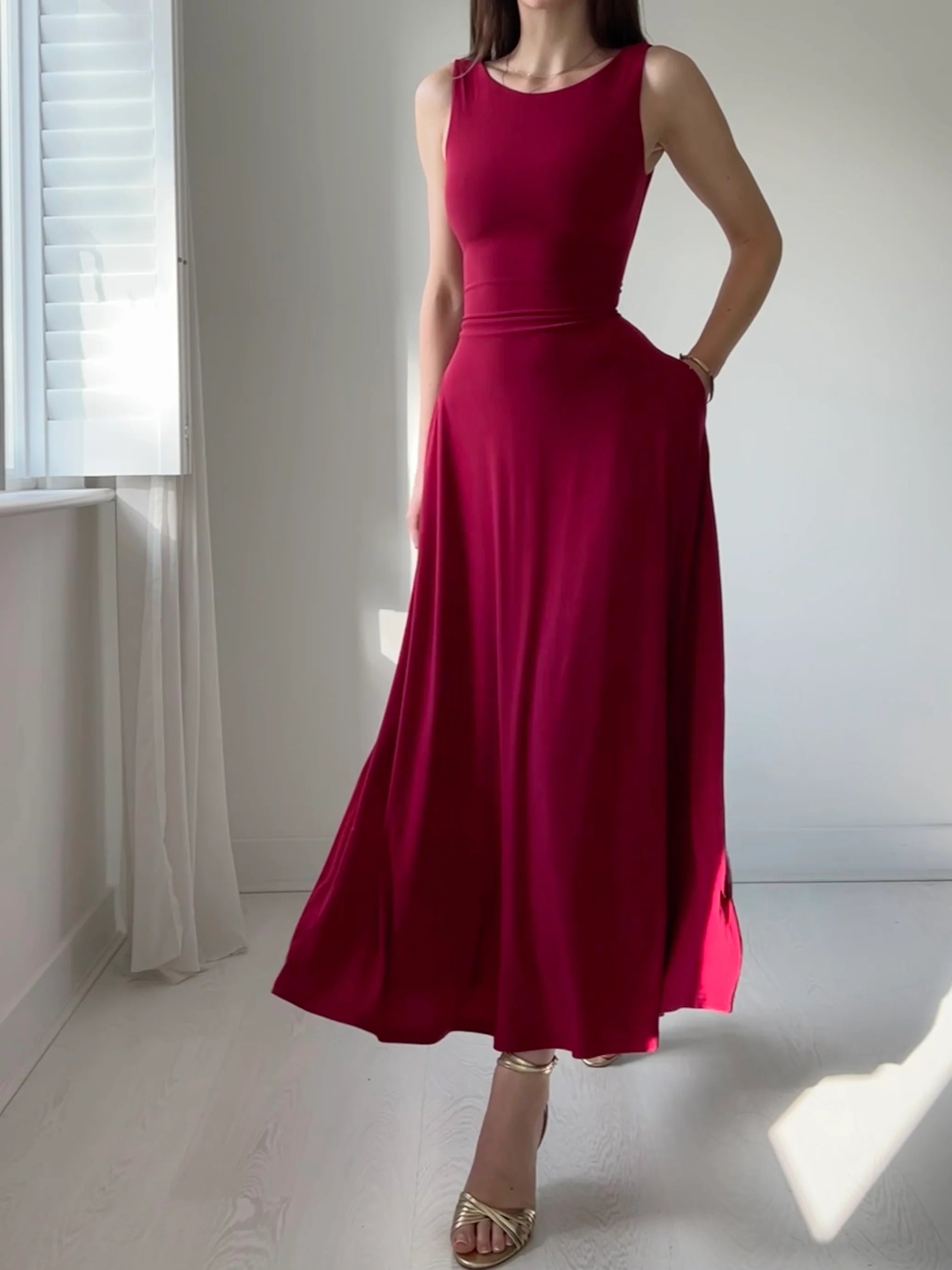 Wine Cinch Maxi Dress